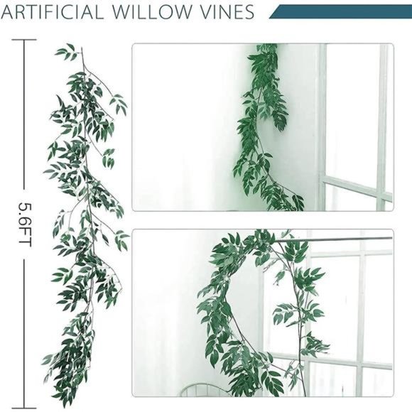 5Pack (28ft) Artificial Willow Leaves Vines Twigs-Fake Silk Hanging Willow Plant - Picture 6 of 7